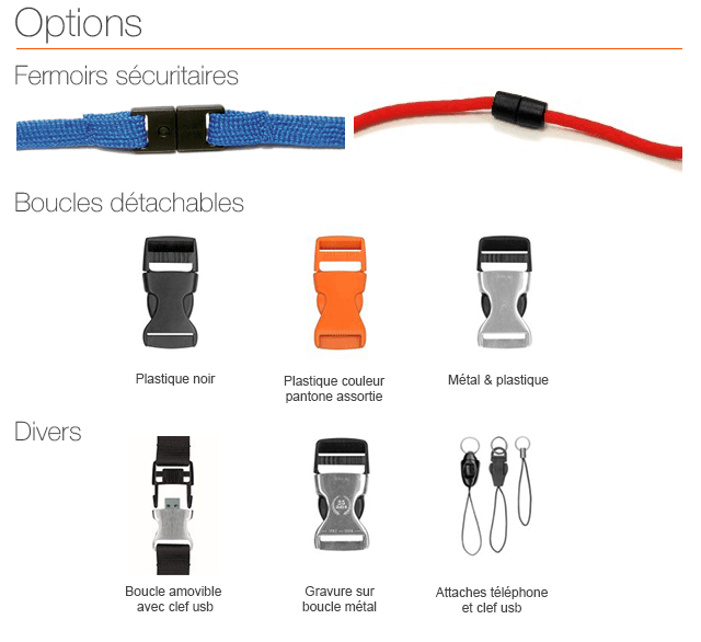 Options: Security clasps, Detachable buckles, Miscellaneous