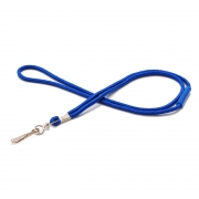 Necklace lanyard with blue tube and metal carabiner clip